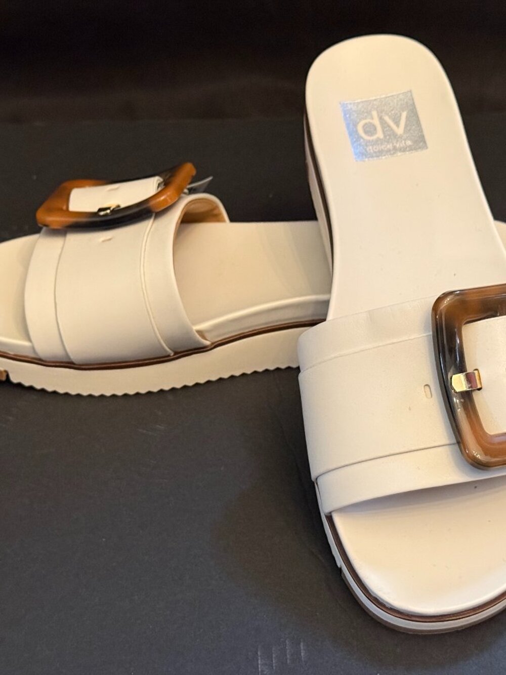 NWT Dolce Vita DV White Leather Slide Sandals (7.5)